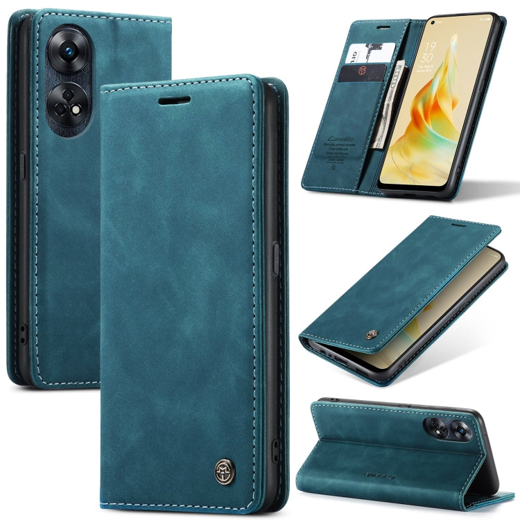 For OPPO Reno8 T 4G CaseMe 013 Multifunctional Horizontal Flip Leather Phone Case(Blue) - OPPO Cases by CaseMe | Online Shopping UK | buy2fix