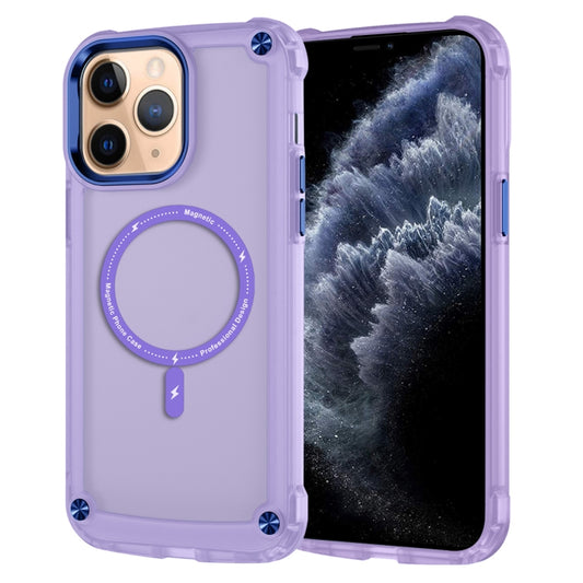 For iPhone 11 Pro Max Skin Feel TPU + PC MagSafe Magnetic Phone Case(Transparent Purple) - iPhone 11 Pro Max Cases by buy2fix | Online Shopping UK | buy2fix