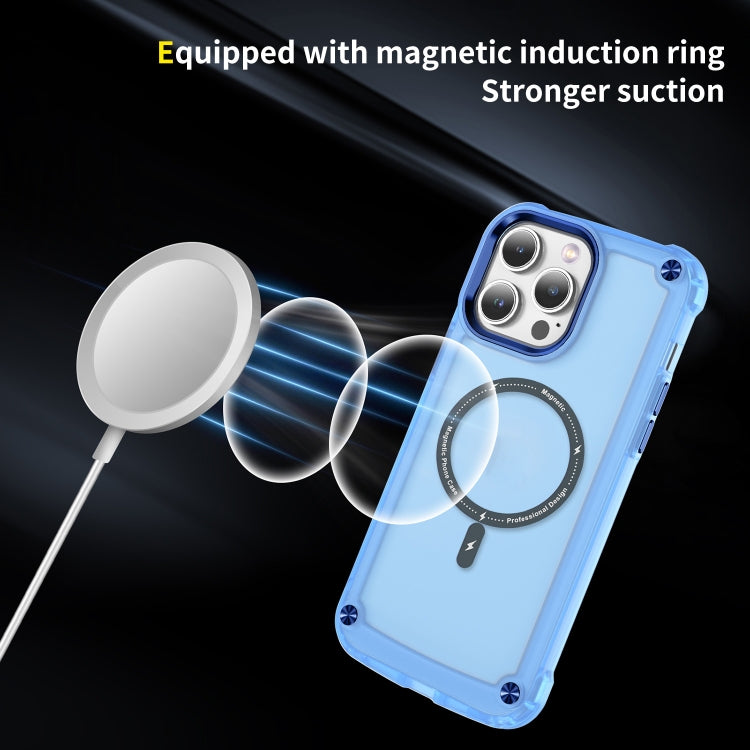 For iPhone 15 Pro Max Skin Feel TPU + PC MagSafe Magnetic Phone Case(Transparent Blue) - iPhone 15 Pro Max Cases by buy2fix | Online Shopping UK | buy2fix