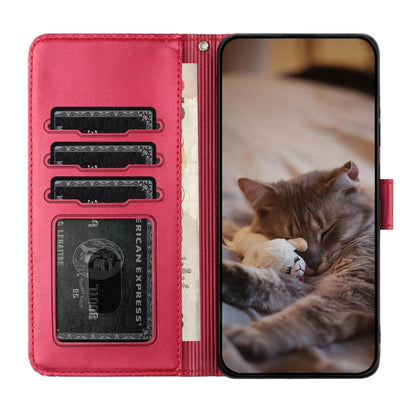 For Google Pixel 9 Pro XL Cat Embossing Pattern Leather Phone Case with Lanyard(Red) - Google Cases by buy2fix | Online Shopping UK | buy2fix