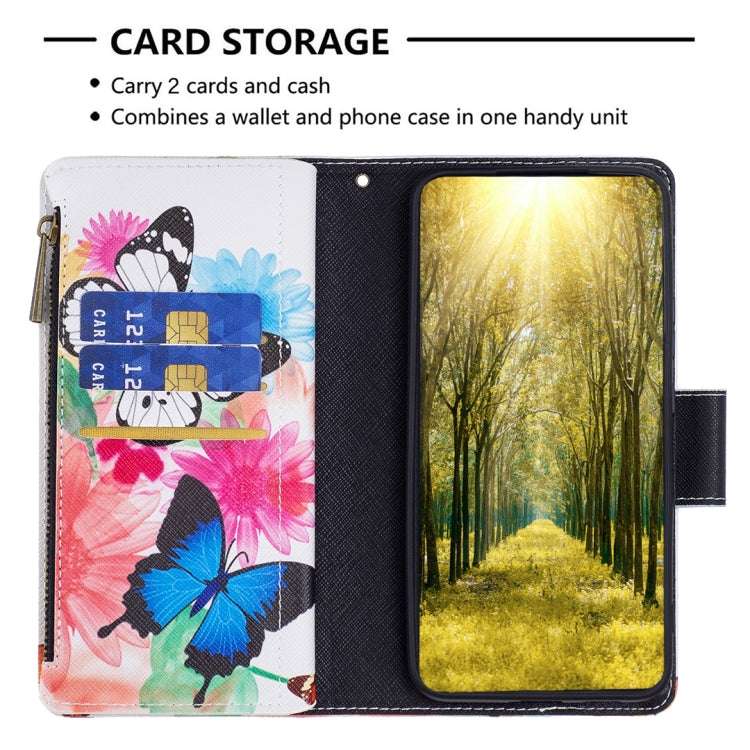 For iPhone 16 Pro Max Colored Drawing Pattern Zipper Phone Leather Case(Two Butterflies) - iPhone 16 Pro Max Cases by buy2fix | Online Shopping UK | buy2fix