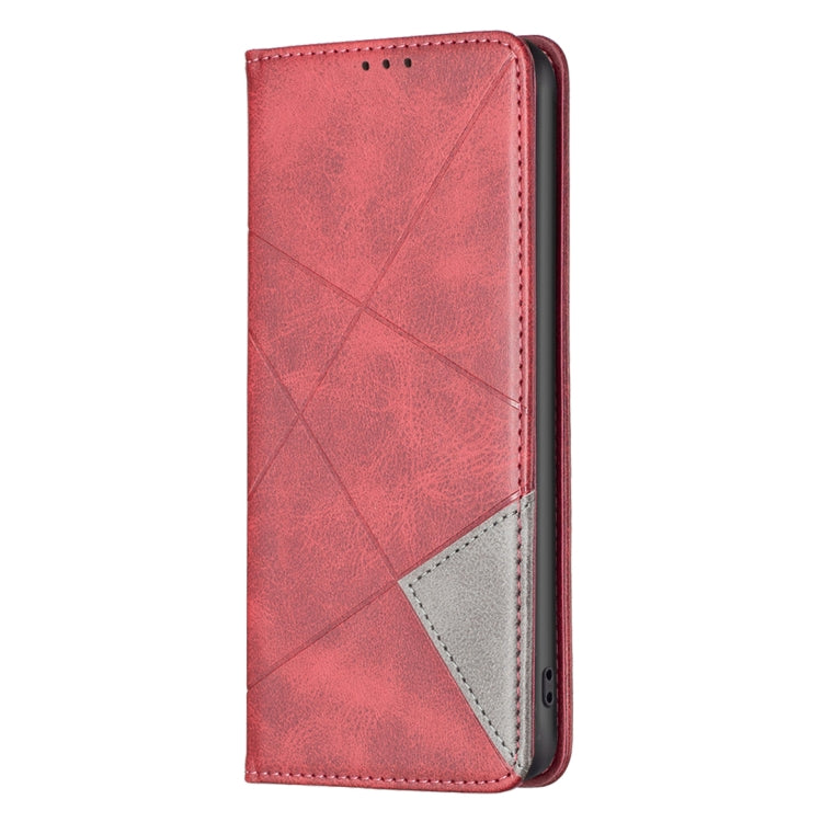 For iPhone 16 Pro Rhombus Texture Magnetic Leather Phone Case(Red) - iPhone 16 Pro Cases by buy2fix | Online Shopping UK | buy2fix