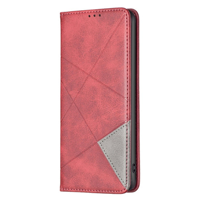 For iPhone 16 Plus Rhombus Texture Magnetic Leather Phone Case(Red) - iPhone 16 Plus Cases by buy2fix | Online Shopping UK | buy2fix