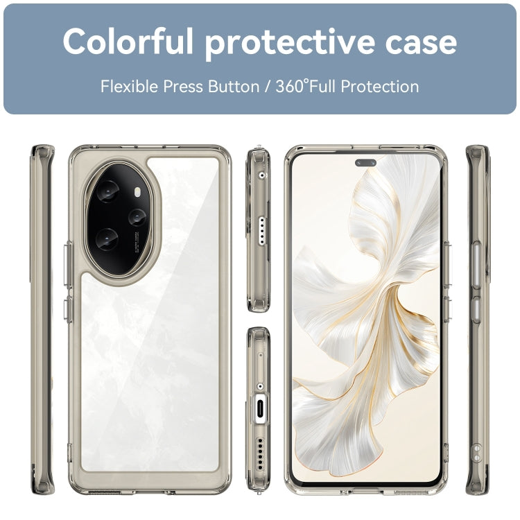 For Honor 100 Pro Colorful Series Acrylic Hybrid TPU Phone Case(Transparent Grey) - Honor Cases by buy2fix | Online Shopping UK | buy2fix