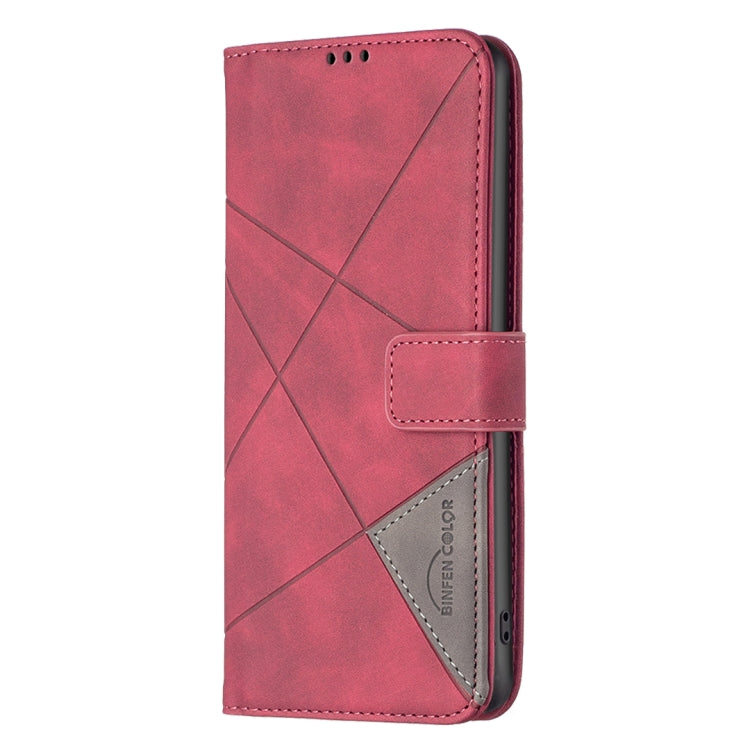 For iPhone 16 Magnetic Buckle Rhombus Texture Leather Phone Case(Red) - iPhone 16 Cases by buy2fix | Online Shopping UK | buy2fix