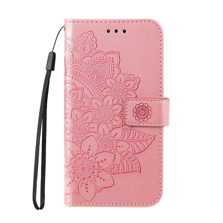 For Google Pixel 9 7-petal Flowers Embossing Leather Phone Case(Rose Gold) - Google Cases by buy2fix | Online Shopping UK | buy2fix