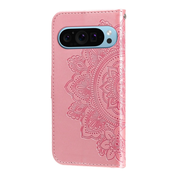 For Google Pixel 9 7-petal Flowers Embossing Leather Phone Case(Rose Gold) - Google Cases by buy2fix | Online Shopping UK | buy2fix