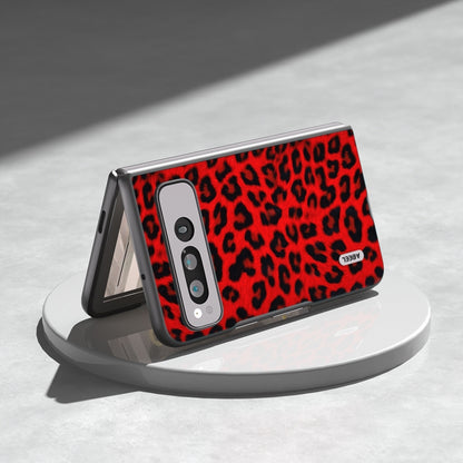 For Google Pixel Fold ABEEL Black Edge Leopard Phone Case(Red) - Google Cases by buy2fix | Online Shopping UK | buy2fix