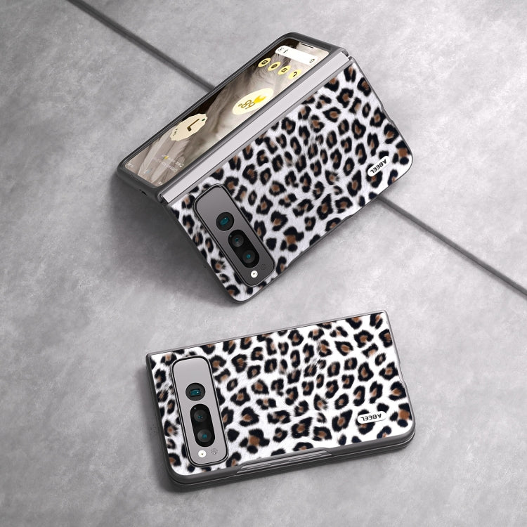 For Google Pixel Fold ABEEL Black Edge Leopard Phone Case(Silver) - Google Cases by buy2fix | Online Shopping UK | buy2fix