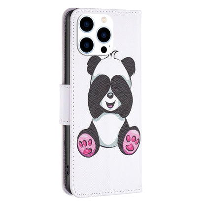 For iPhone 16 Pro Max Colored Drawing Pattern Flip Leather Phone Case(Panda) - iPhone 16 Pro Max Cases by buy2fix | Online Shopping UK | buy2fix