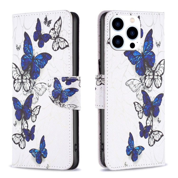 For iPhone 16 Pro Colored Drawing Pattern Flip Leather Phone Case(Butterflies) - iPhone 16 Pro Cases by buy2fix | Online Shopping UK | buy2fix