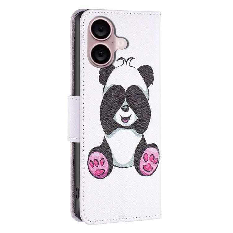 For iPhone 16 Plus Colored Drawing Pattern Flip Leather Phone Case(Panda) - iPhone 16 Plus Cases by buy2fix | Online Shopping UK | buy2fix