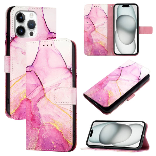 For iPhone 16 Pro Max PT003 Marble Pattern Flip Leather Phone Case(Pink Purple Gold) - iPhone 16 Pro Max Cases by buy2fix | Online Shopping UK | buy2fix