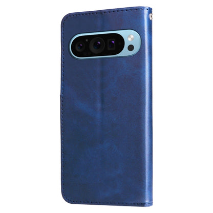 For Google Pixel 9 Fashion Calf Texture Zipper Leather Phone Case(Blue) - Google Cases by buy2fix | Online Shopping UK | buy2fix