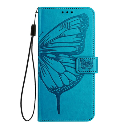 For iPhone 16 Pro Max Embossed Butterfly Leather Phone Case(Blue) - iPhone 16 Pro Max Cases by buy2fix | Online Shopping UK | buy2fix