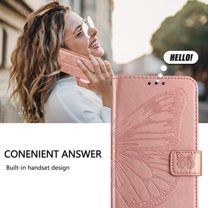 For iPhone 16 Pro Max Embossed Butterfly Leather Phone Case(Rose Gold) - iPhone 16 Pro Max Cases by buy2fix | Online Shopping UK | buy2fix