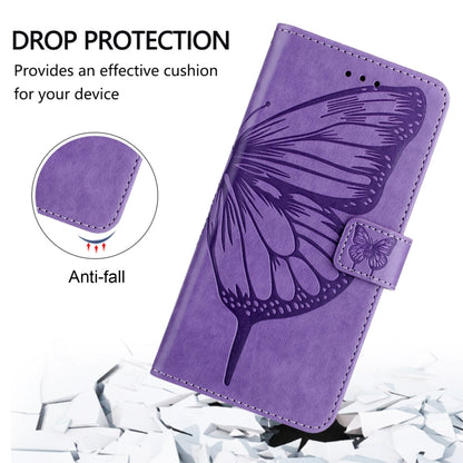 For iPhone 16 Pro Embossed Butterfly Leather Phone Case(Light Purple) - iPhone 16 Pro Cases by buy2fix | Online Shopping UK | buy2fix