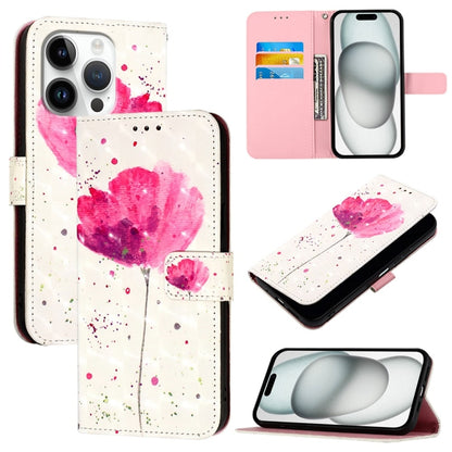 For iPhone 16 Pro 3D Painting Horizontal Flip Leather Phone Case(Flower) - iPhone 16 Pro Cases by buy2fix | Online Shopping UK | buy2fix