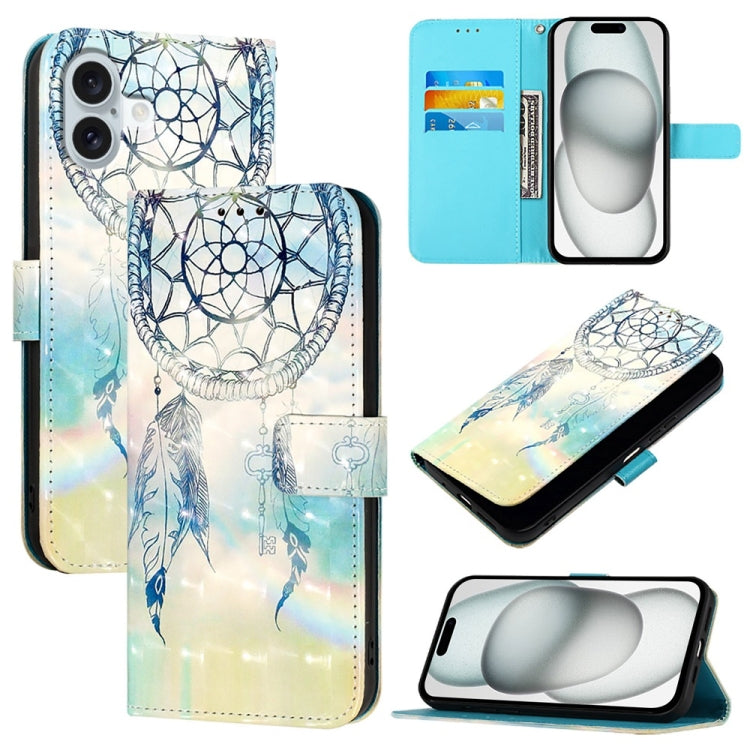 For iPhone 16 Plus 3D Painting Horizontal Flip Leather Phone Case(Dream Wind Chimes) - iPhone 16 Plus Cases by buy2fix | Online Shopping UK | buy2fix