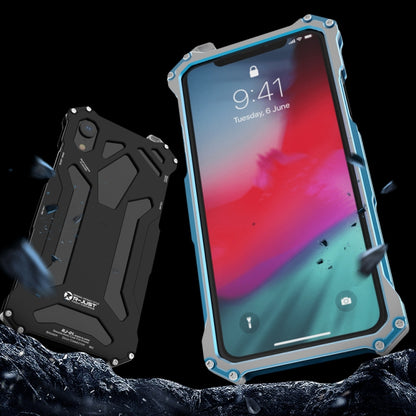 For iPhone XS Max R-JUST Shockproof Armor Metal Protective Case(Blue) - More iPhone Cases by R-JUST | Online Shopping UK | buy2fix