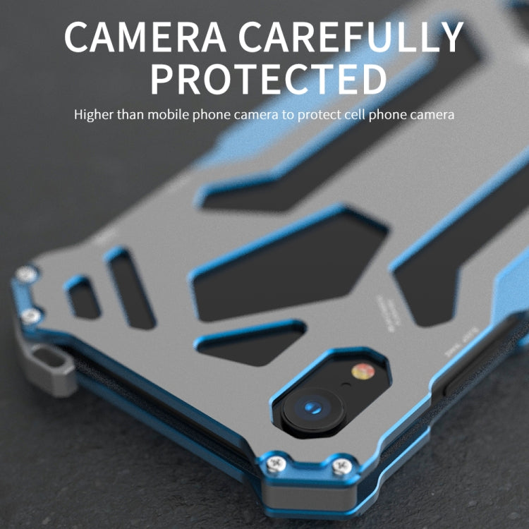 For iPhone X R-JUST Shockproof Armor Metal Protective Case(Blue) - More iPhone Cases by R-JUST | Online Shopping UK | buy2fix