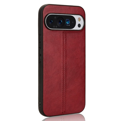 For Google Pixel 9 / Pixel 9 Pro Cow Pattern Sewing Back Cover Phone Case(Red) - Google Cases by buy2fix | Online Shopping UK | buy2fix