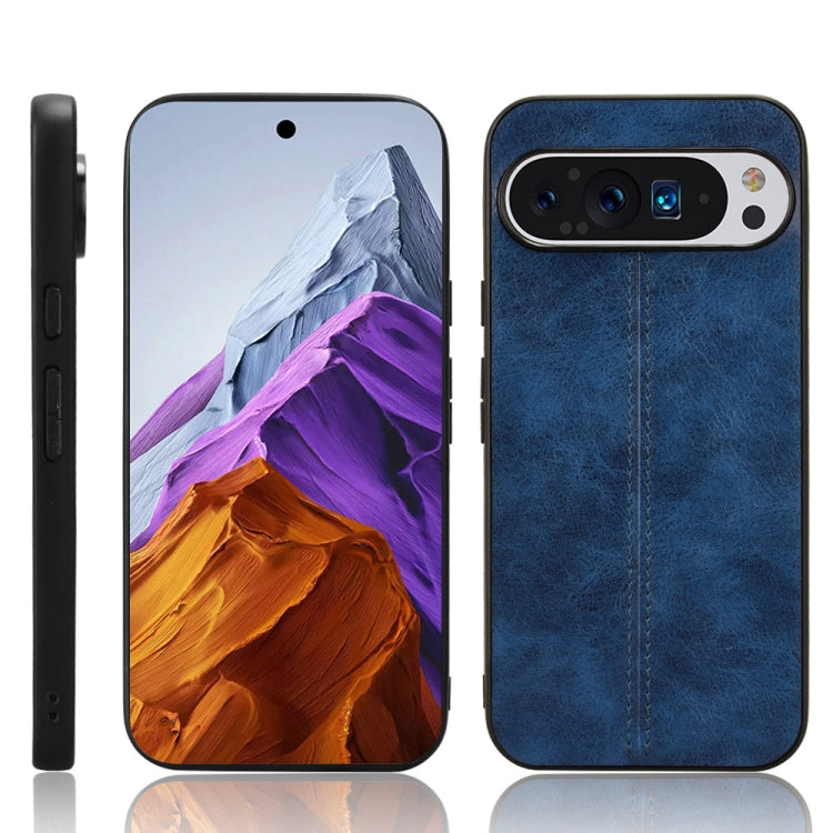 For Google Pixel 9 / Pixel 9 Pro Cow Pattern Sewing Back Cover Phone Case(Blue) - Google Cases by buy2fix | Online Shopping UK | buy2fix