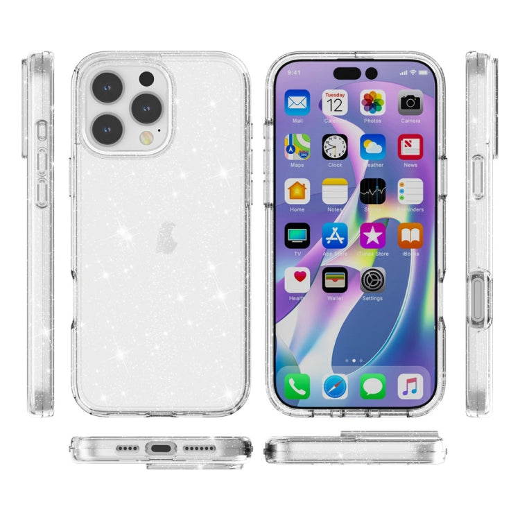 For iPhone 16 Pro Shockproof Terminator Glitter Powder Phone Case(White) - iPhone 16 Pro Cases by buy2fix | Online Shopping UK | buy2fix