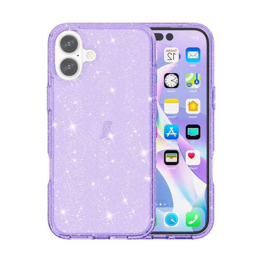 For iPhone 16 Plus Shockproof Terminator Glitter Powder Phone Case(Purple) - iPhone 16 Plus Cases by buy2fix | Online Shopping UK | buy2fix