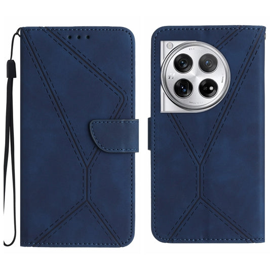 For OnePlus 12 5G Global Stitching Embossed Leather Phone Case(Blue) - OnePlus Cases by buy2fix | Online Shopping UK | buy2fix