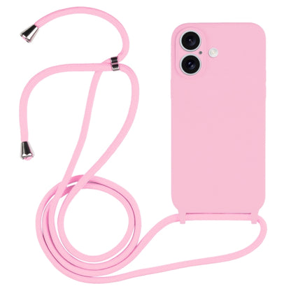 For iPhone 16 Crossbody Lanyard Liquid Silicone Case(Pink) - iPhone 16 Cases by buy2fix | Online Shopping UK | buy2fix