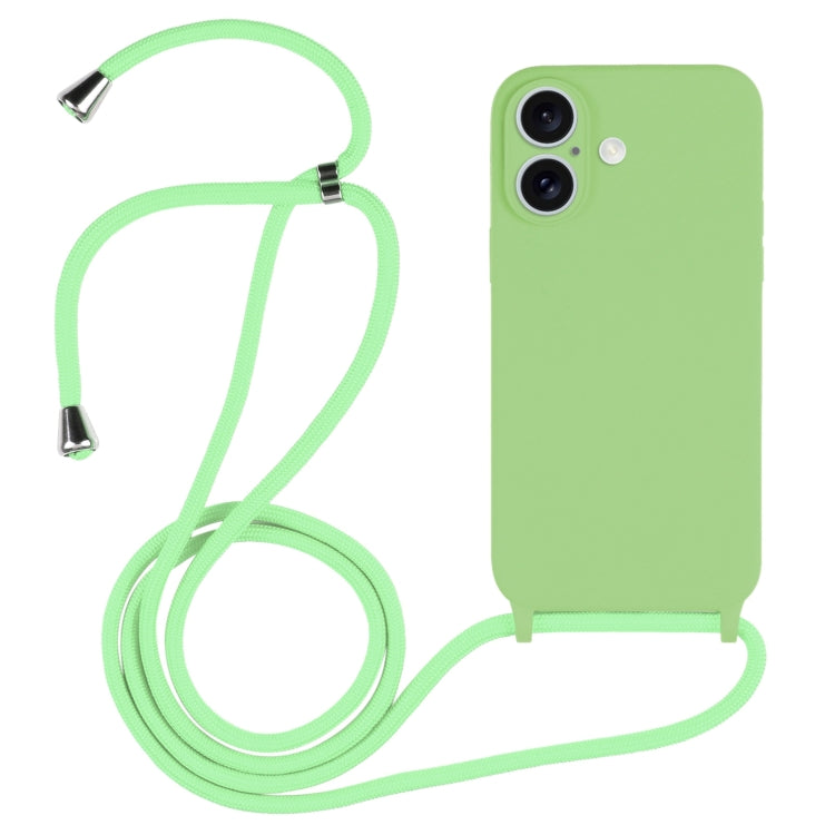 For iPhone 16 Plus Crossbody Lanyard Liquid Silicone Case(Matcha Green) - iPhone 16 Plus Cases by buy2fix | Online Shopping UK | buy2fix