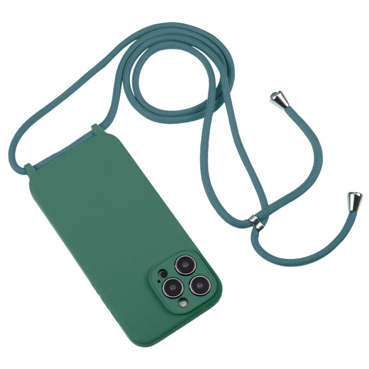 For iPhone 16 Plus Crossbody Lanyard Liquid Silicone Case(Emerald Green) - iPhone 16 Plus Cases by buy2fix | Online Shopping UK | buy2fix