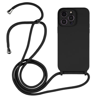 For iPhone 16 Pro Crossbody Lanyard Liquid Silicone Case(Black) - iPhone 16 Pro Cases by buy2fix | Online Shopping UK | buy2fix