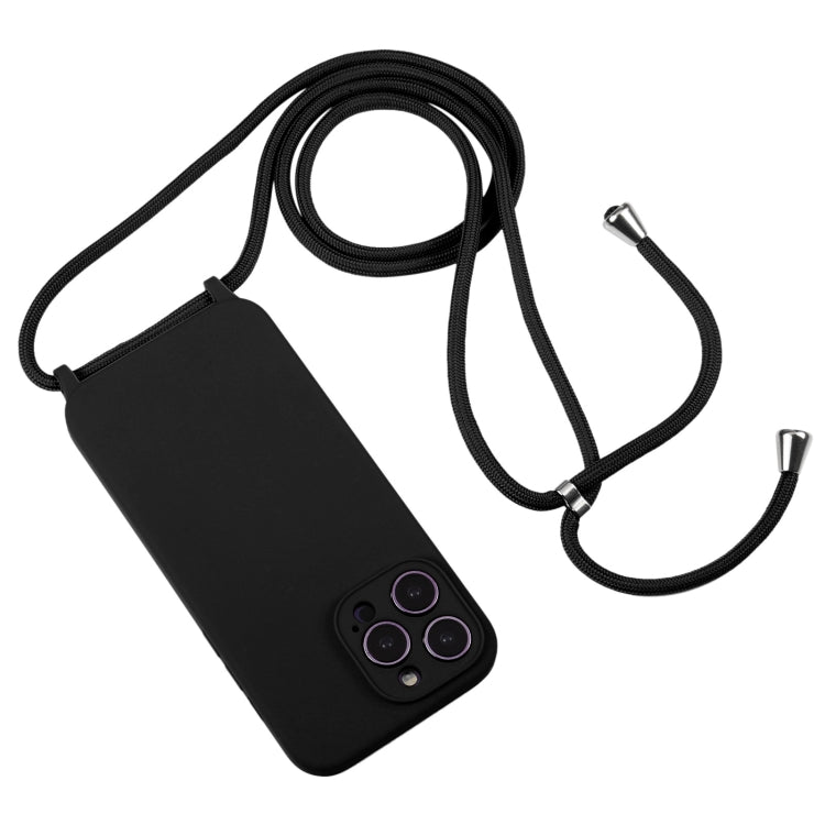 For iPhone 16 Pro Crossbody Lanyard Liquid Silicone Case(Black) - iPhone 16 Pro Cases by buy2fix | Online Shopping UK | buy2fix