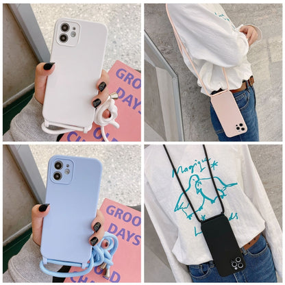 For iPhone 16 Plus Crossbody Lanyard Liquid Silicone Case(White) - iPhone 16 Plus Cases by buy2fix | Online Shopping UK | buy2fix