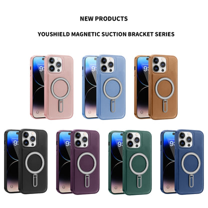 For iPhone 14 MagSafe Magnetic Holder Phone Case(Purple) - iPhone 14 Cases by buy2fix | Online Shopping UK | buy2fix