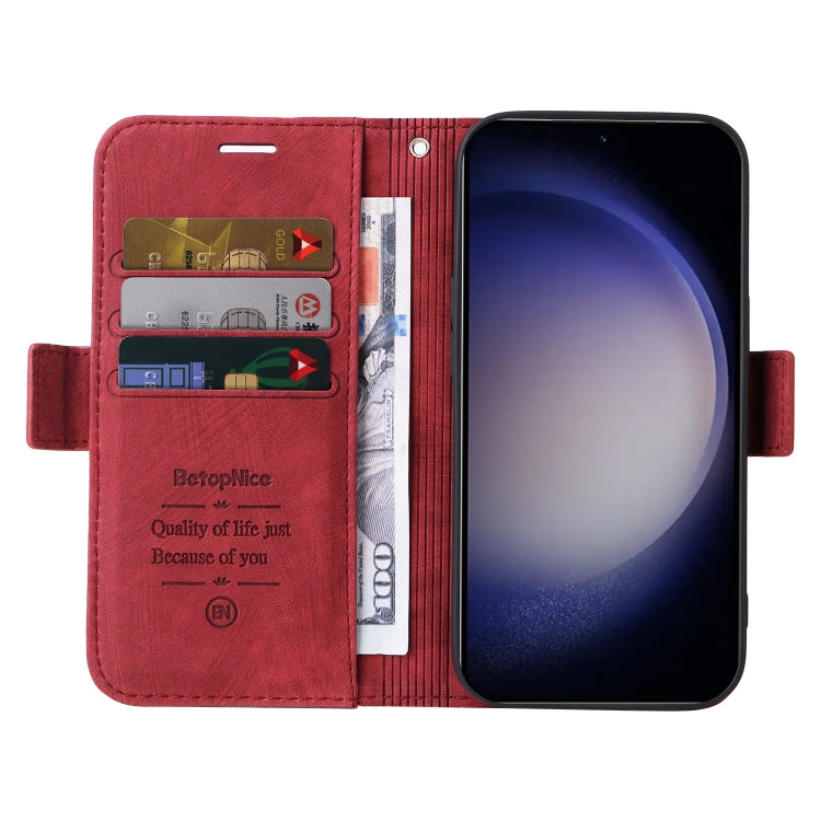 For Samsung Galaxy S24 BETOPNICE Dual-side Buckle Leather Phone Case(Red) - Galaxy Phone Cases by BETOPNICE | Online Shopping UK | buy2fix