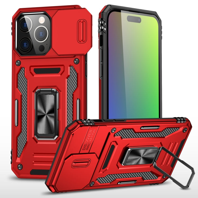 For iPhone 16 Pro Max Armor PC + TPU Camera Shield Phone Case(Red) - iPhone 16 Pro Max Cases by buy2fix | Online Shopping UK | buy2fix