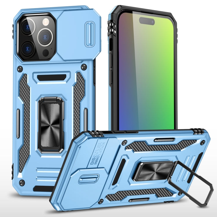 For iPhone 16 Pro Armor PC + TPU Camera Shield Phone Case(Light Blue) - iPhone 16 Pro Cases by buy2fix | Online Shopping UK | buy2fix