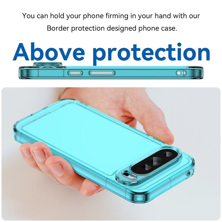 For Google Pixel 9 Pro Candy Series TPU Phone Case(Transparent Blue) - Google Cases by buy2fix | Online Shopping UK | buy2fix