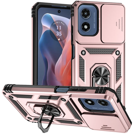 For Motorola Moto G Play 5G 2024 Sliding Camshield Holder Phone Case(Rose Gold) - Motorola Cases by buy2fix | Online Shopping UK | buy2fix