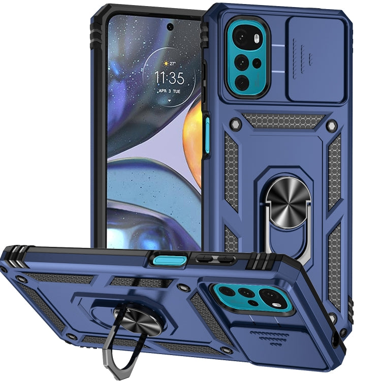 For Motorola Moto G22 5G / Moto G Play 2024 Sliding Camshield Holder Phone Case(Blue) - Motorola Cases by buy2fix | Online Shopping UK | buy2fix