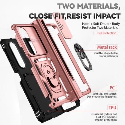 For Samsung Galaxy Z Fold4 Sliding Camshield Holder Phone Case(Rose Gold) - Galaxy Z Fold4 5G Cases by buy2fix | Online Shopping UK | buy2fix