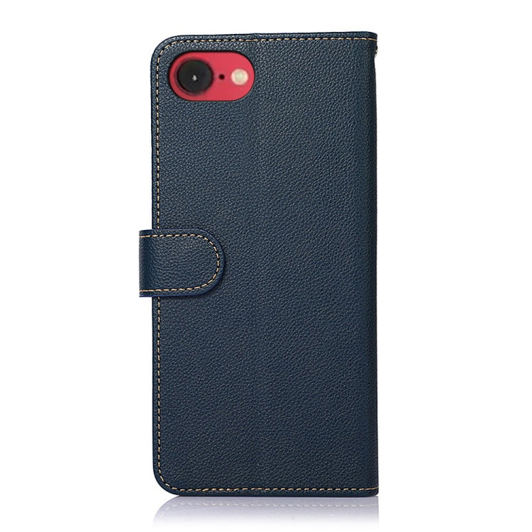 For iPhone SE 2024 KHAZNEH Litchi Texture Leather RFID Phone Case(Blue) - More iPhone Cases by buy2fix | Online Shopping UK | buy2fix