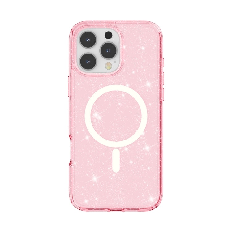 For iPhone 16 Pro Terminator Style Glitter Powder MagSafe Magnetic Phone Case(Pink) - iPhone 16 Pro Cases by buy2fix | Online Shopping UK | buy2fix