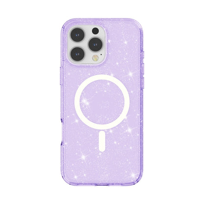 For iPhone 16 Pro Terminator Style Glitter Powder MagSafe Magnetic Phone Case(Purple) - iPhone 16 Pro Cases by buy2fix | Online Shopping UK | buy2fix