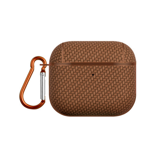 For AirPods 3 Woven Skin Texture PC TWS Earphone Protective Case(Brown) - For AirPods 3 by buy2fix | Online Shopping UK | buy2fix