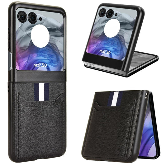 For Motorola Razr 50 Litchi Texture Card Slot Phone Case(Black) - Motorola Cases by buy2fix | Online Shopping UK | buy2fix