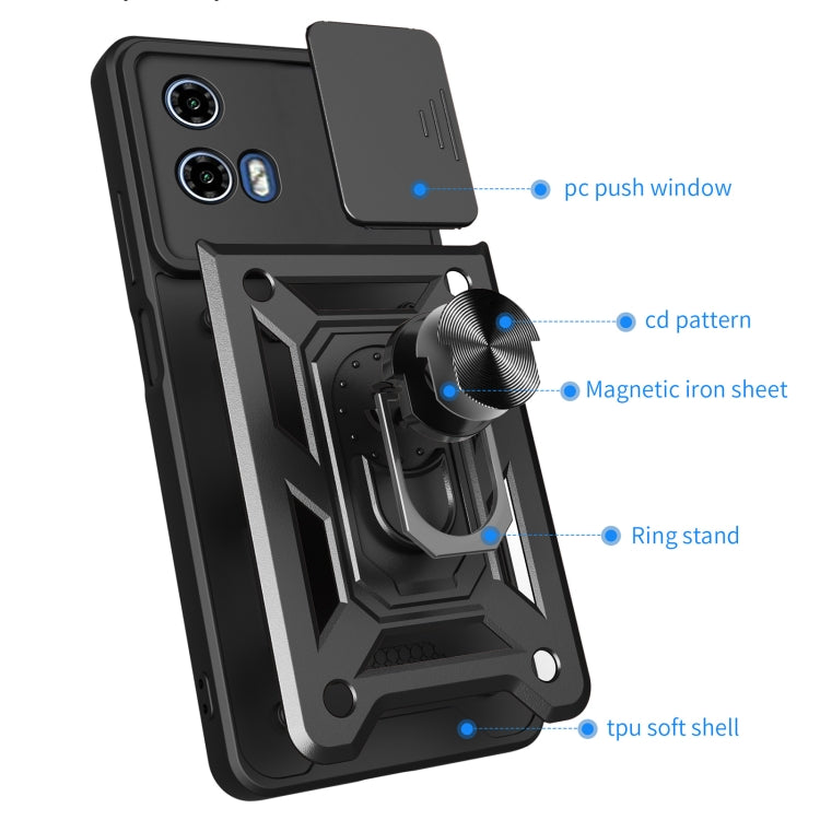 For Motorola Moto G34 5G Sliding Camera Cover Design TPU Hybrid PC Phone Case(Blue) - Motorola Cases by buy2fix | Online Shopping UK | buy2fix